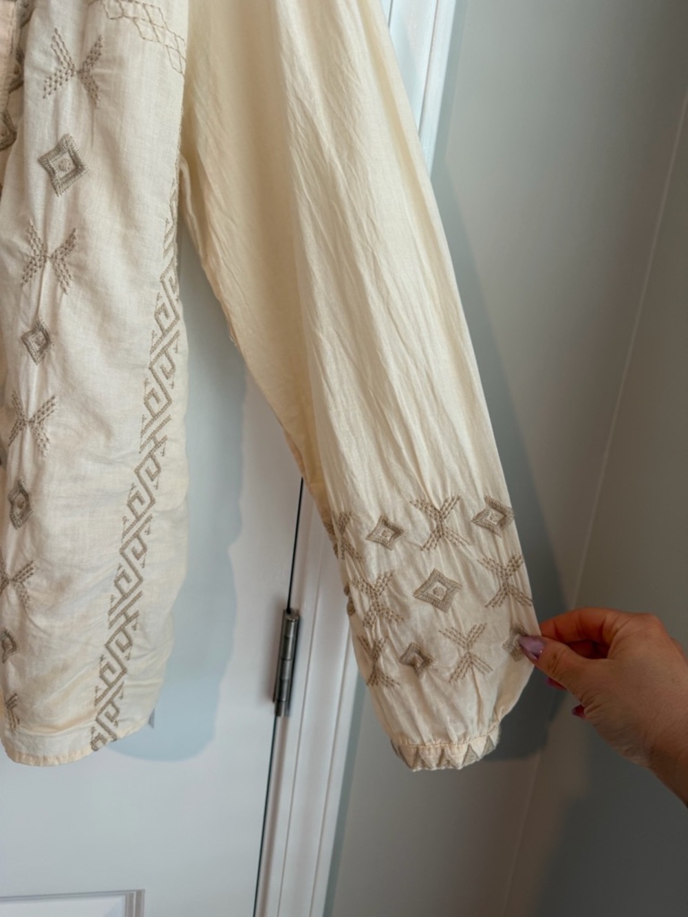 Johnny Was Women’s Charis Embroidered Prairie Blouse Neutral Size XL - Picture 7 of 14